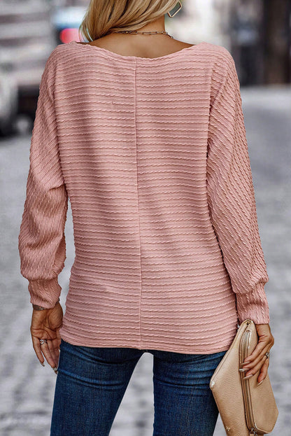 Ribbed Boatneck Long Sleeve Top