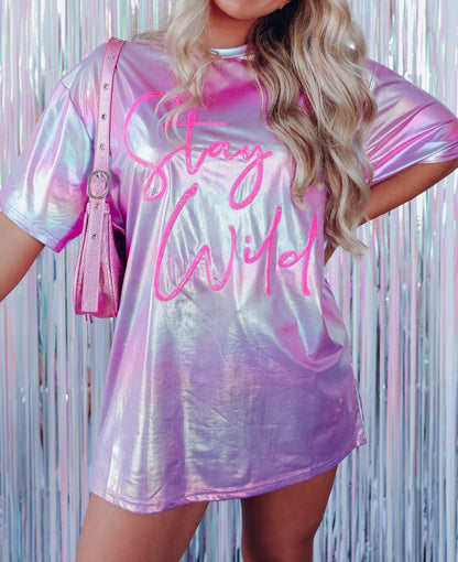 Stay Wild Iridescent Oversize Top