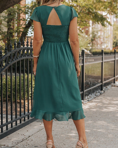 Sweetheart Short Sleeve Midi Dress