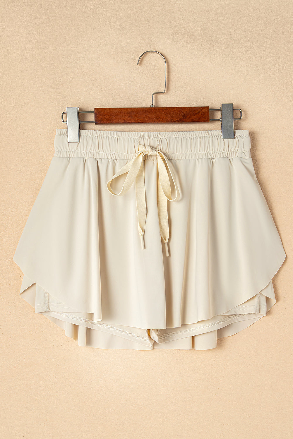 Solid Drawstring High Waist Skort