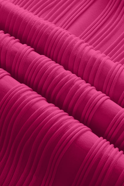 Plus Size Solid Wavy Textured Short Sleeve Tee