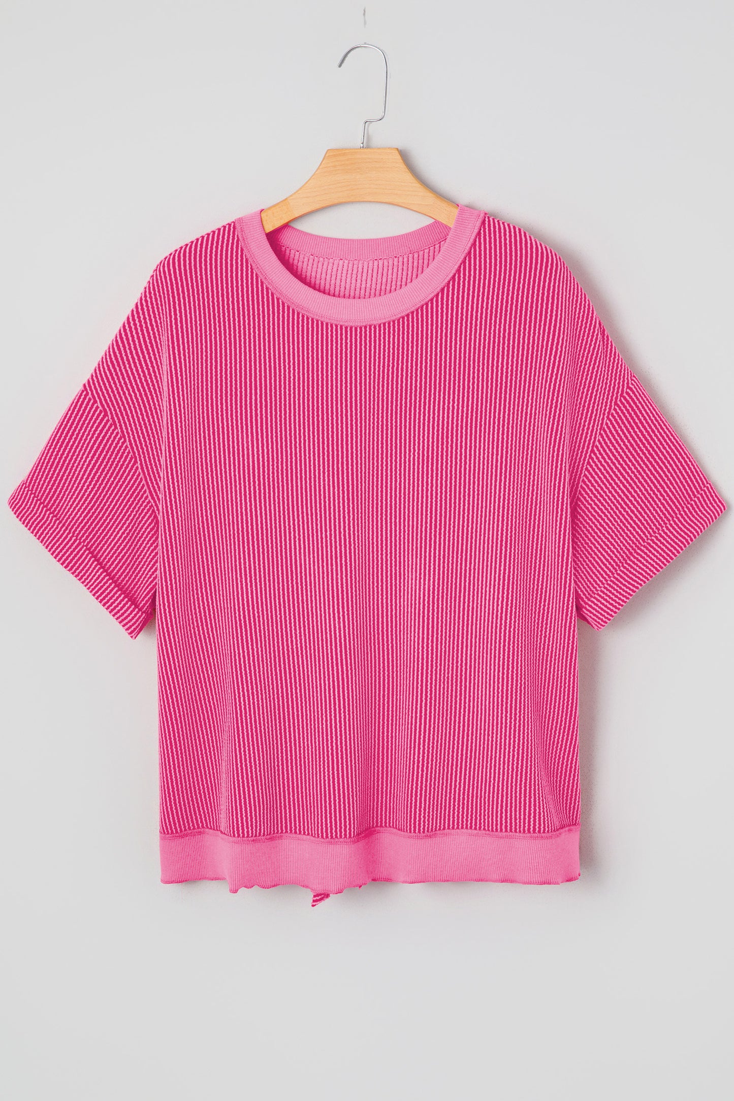 Corded Knit Cutout Bow Tie Back T-Shirt