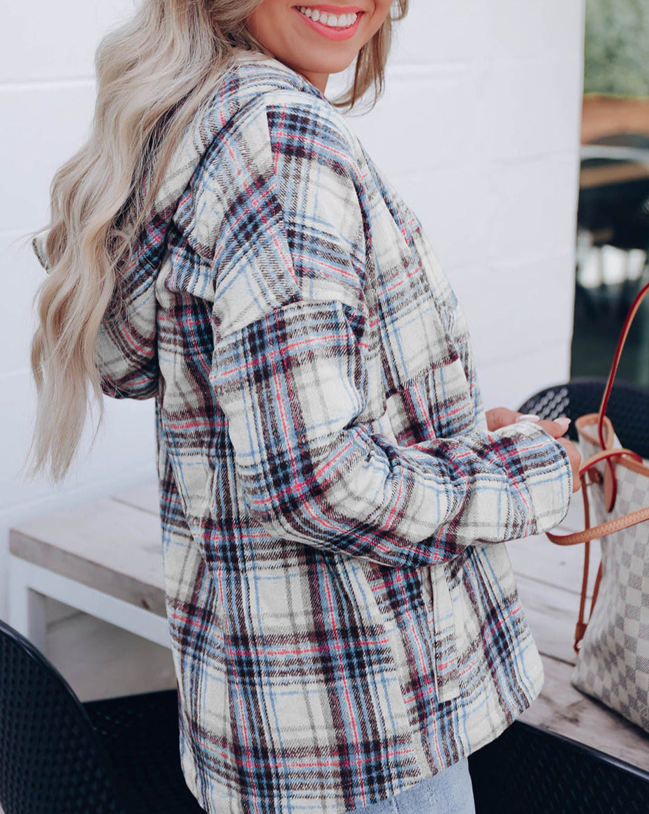 Plaid Pocketed Pullover Hoodie