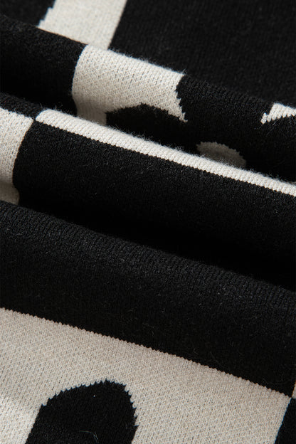 Flower Checker Henley Baggy Sweater