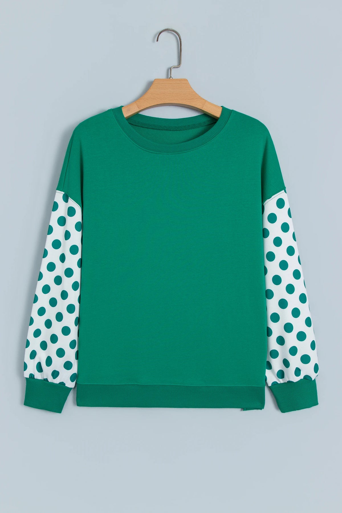 Polka Dot Patchwork Drop Shoulder Sweatshirt