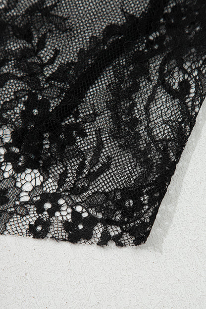 Polka Dot Sheer Lace Patchwork Asymmetric Skirt