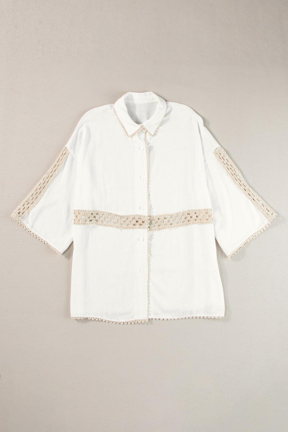 Crochet Patchwork Scallop Edge Shirt