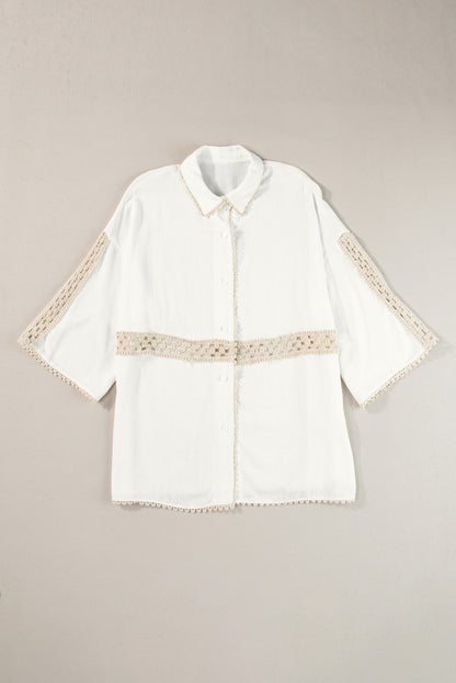 Crochet Patchwork Scallop Edge Shirt