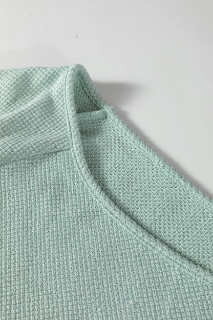 Solid Textured Knit Raglan Long Sleeve Top