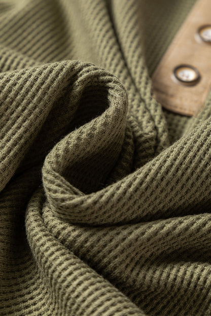 Colorblock Waffle Textured Henley Top