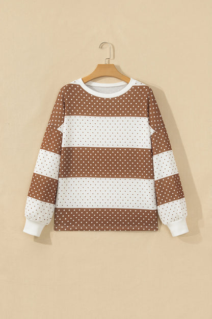 Polka Dot Colorblock Long Sleeve Top