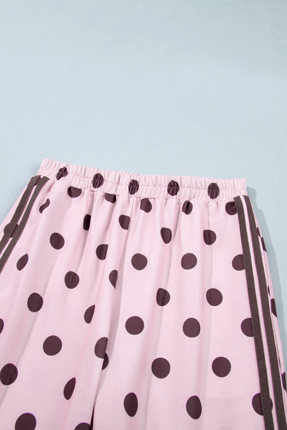 Polka Dot Side Stripe Long Sleeve Top & Pant Set