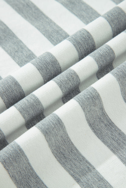 Stripe Contrast Ribbed Top and Shorts Set