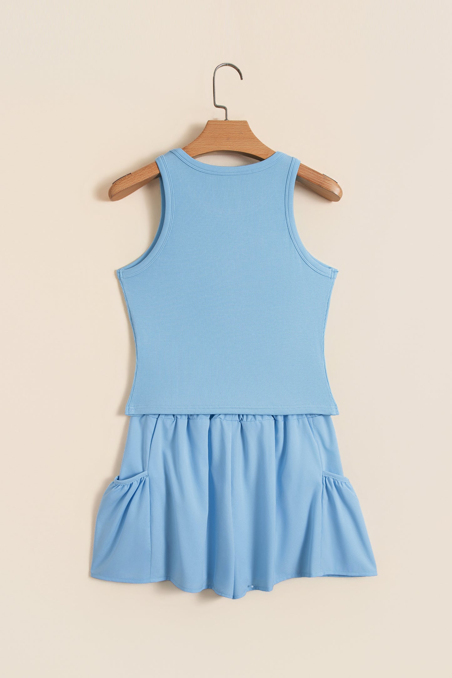 Solid Ribbed Tank & Wide Leg Shorts Set