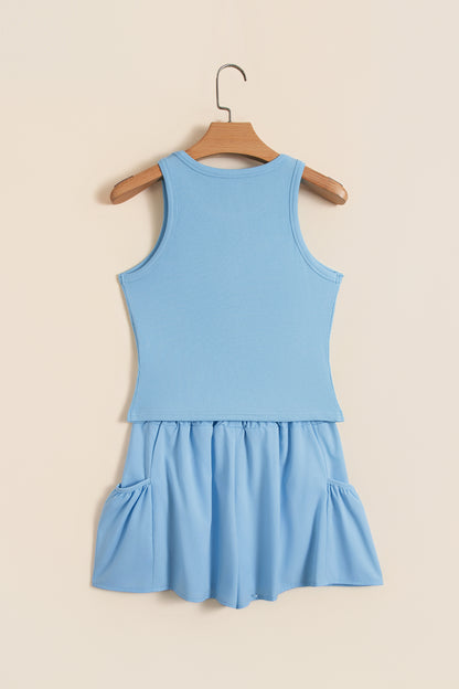 Solid Ribbed Tank & Wide Leg Shorts Set