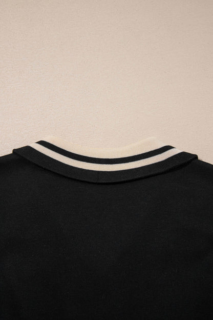 Stripe Trim Zipped Polo Collar Tee Dress
