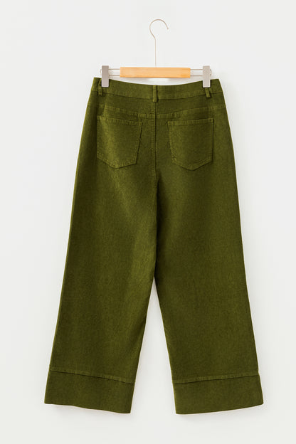 Solid Corduroy High Waist Wide Leg Pants