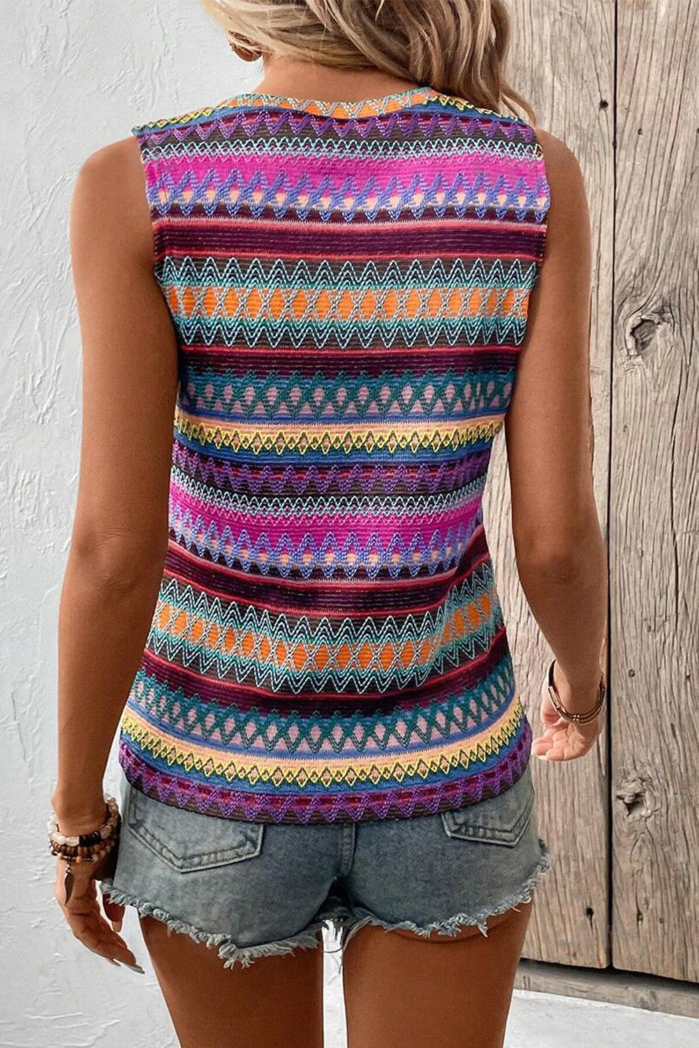 Boho Wavy Stripe Sleeveless Top