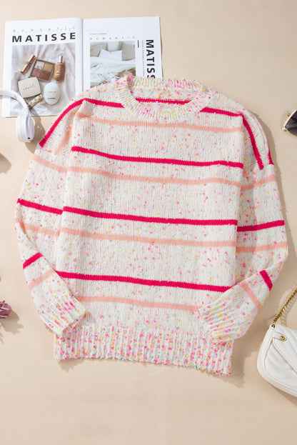 Plus Size Stripe Drop Shoulder Sweater