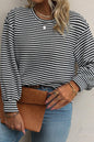 Stripe Puff Long Sleeve T-Shirt Plus Size