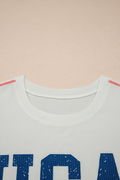 Plus Size USA Corded Knit Graphic T-Shirt