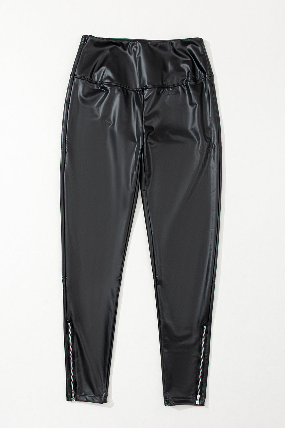 Faux Leather Zipped Ankle Leggings