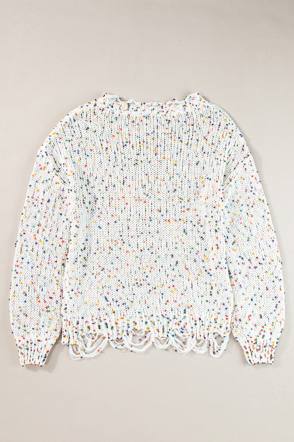 Colorful Confetti Distressed Knit Sweater