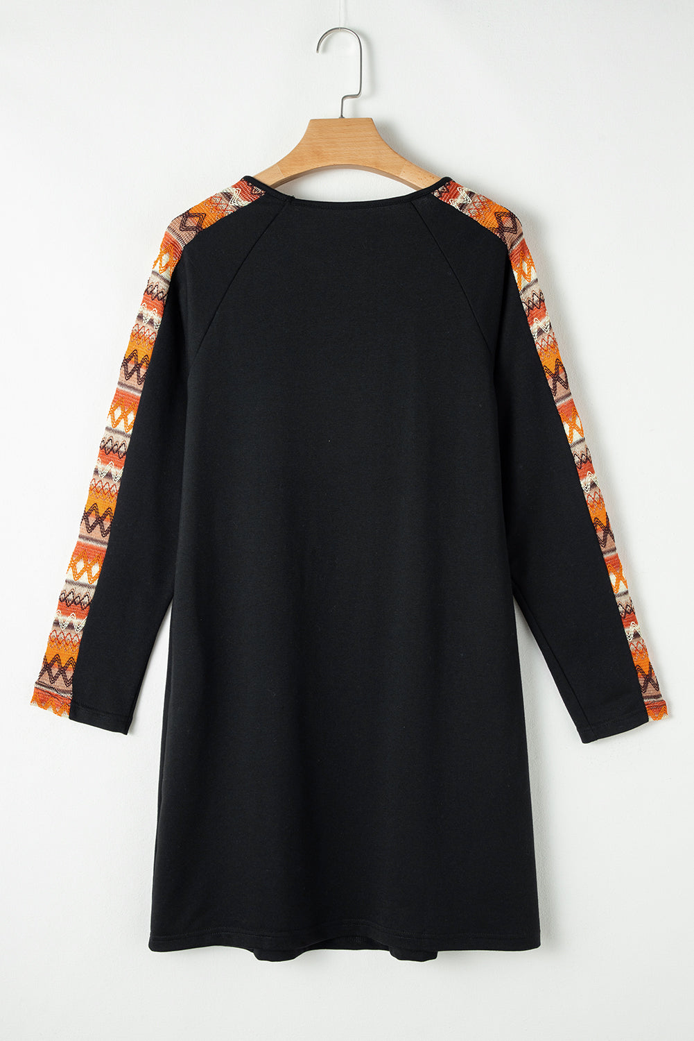 Geometric Patchwork Raglan Sleeve Dress