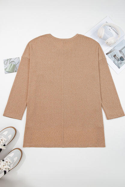 Plus Size Textured Knit Long Sleeve Tunic Top