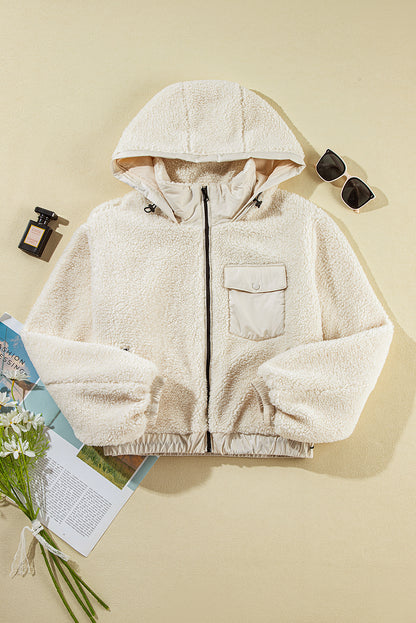 Sherpa Zip-Up Hooded Jacket w/Pockets