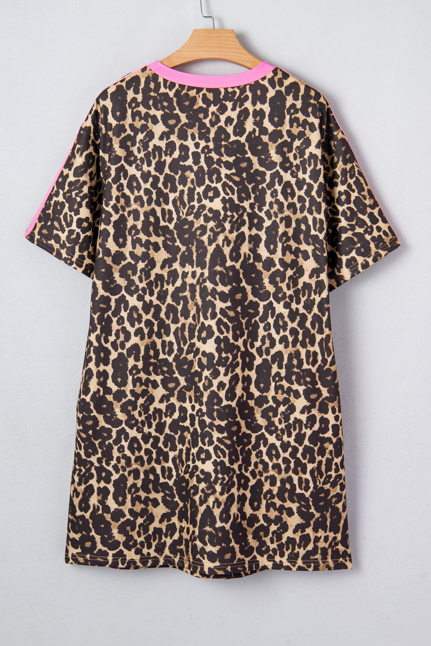 Leopard Varsity Stripe Contrast T-Shirt Dress