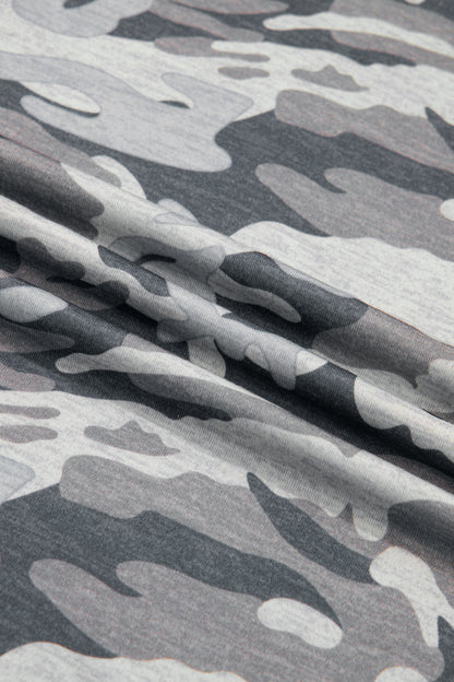 Retro Camo Raw Edge V-Neck Tee