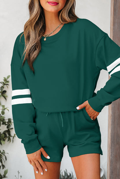 Varsity Stripe Sweatshirt and Short Set