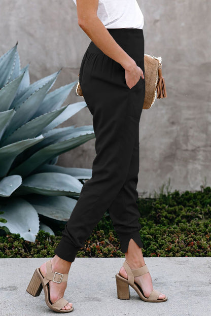 High Waist Pocketed Jogger Pants