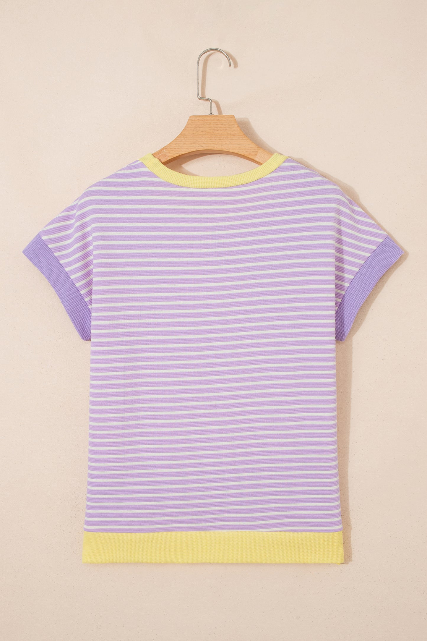 Stripe Colorblock Textured Short Sleeve T-Shirt