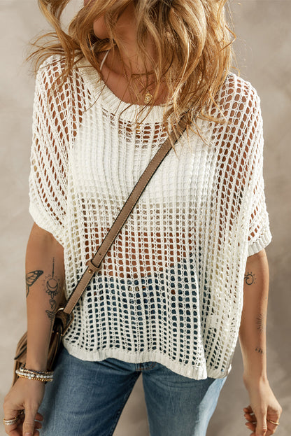 Fishnet Round Neck Sweater Tee