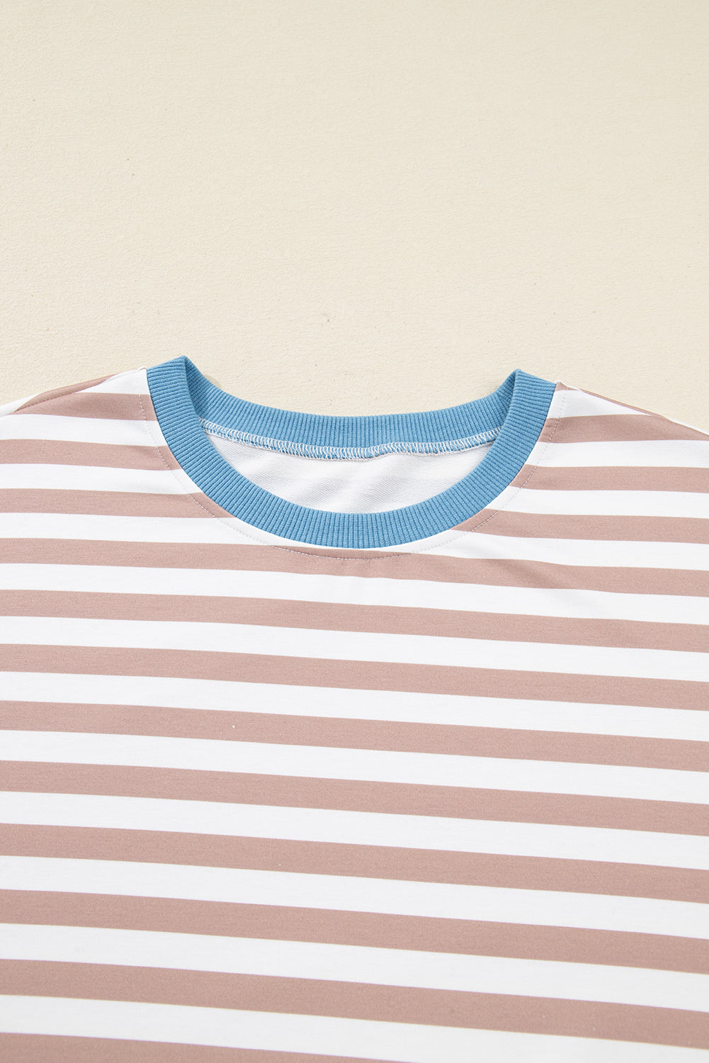 Plus Size Stripe Contrast Trim Pullover and Shorts Set