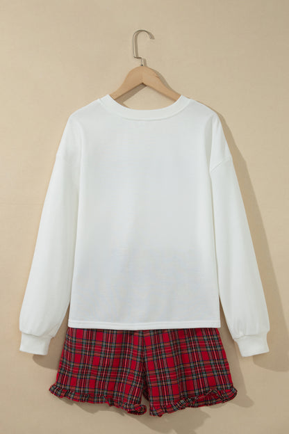 Christmas MERRY Graphic Top & Plaid Shorts Set