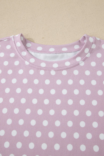 Polka Dot Relaxed Top & Drawning Shorts Set