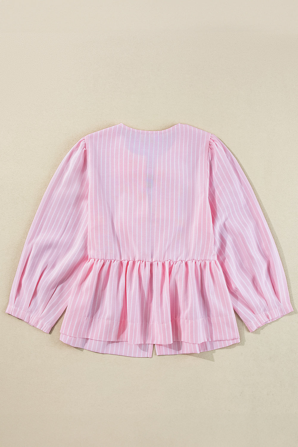 Stripe Bow Front Puff Sleeve Blouse