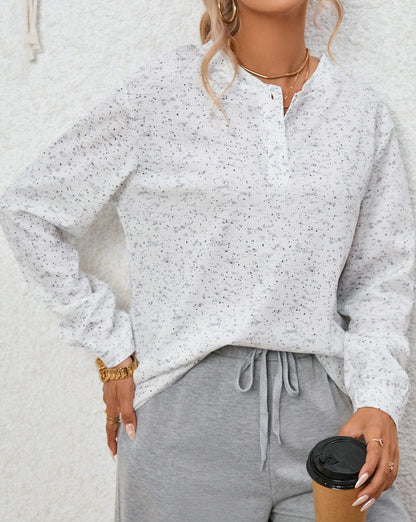 Speckled Waffle Knit Henley Top