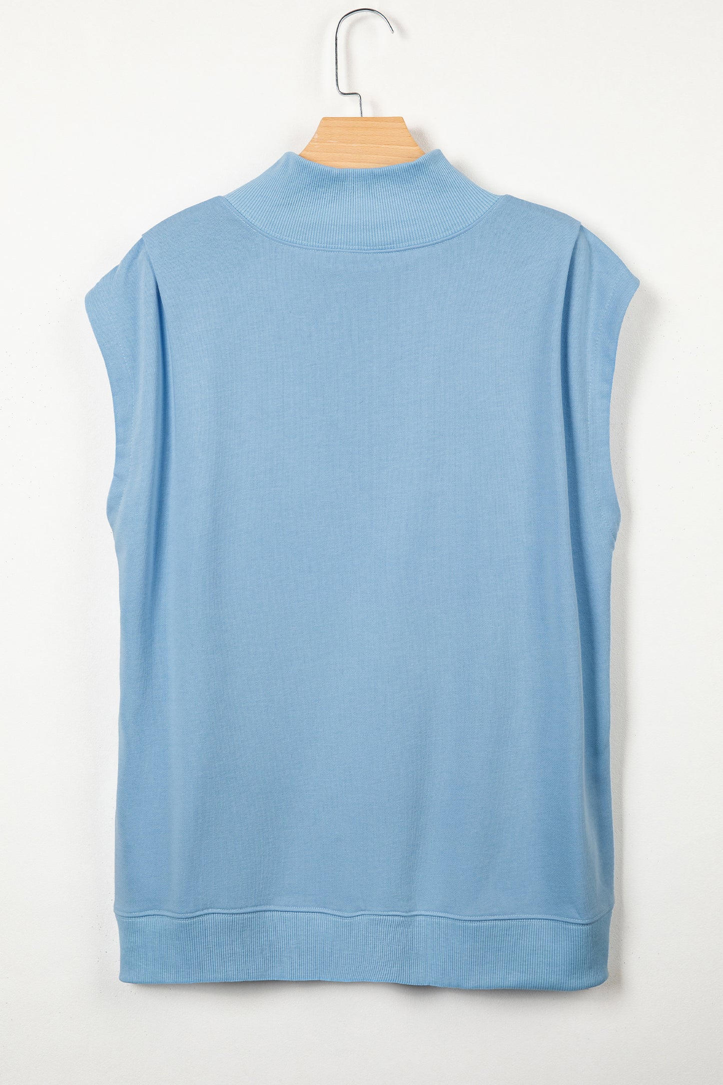 Solid Mock Neck Cap Sleeve Oversized Top
