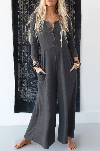 Long Sleeve Wide Leg Jumpsuit