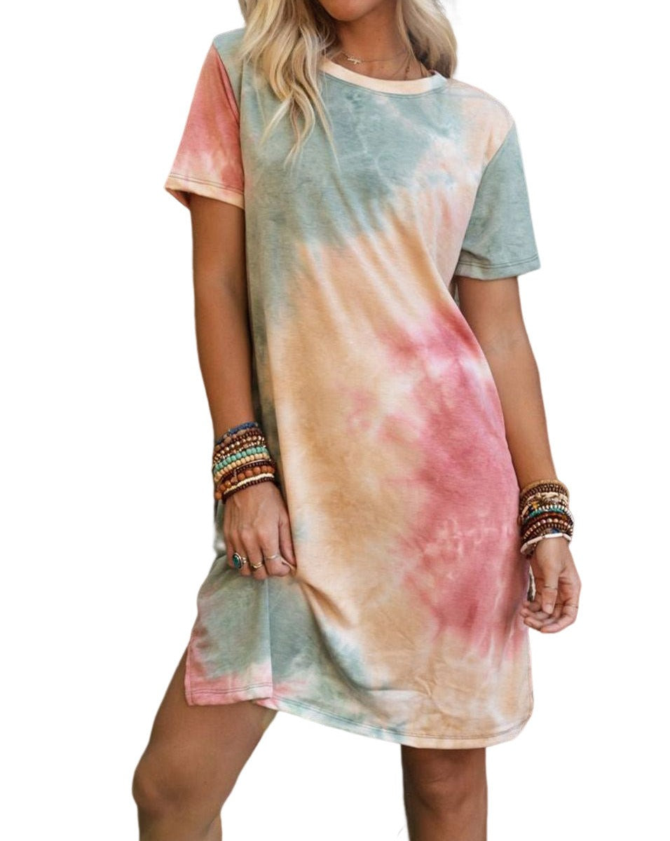 Tie-Dye Split Hem T-Shirt Dress