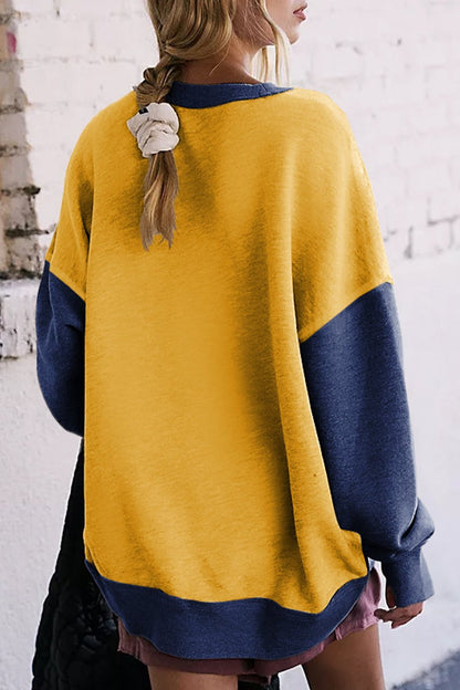 Colorblock Thumbhole Sleeve Sweatshirt