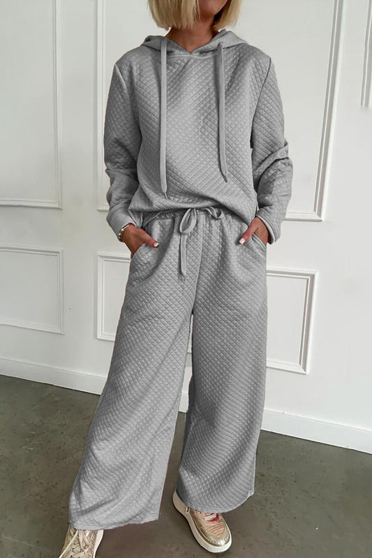 Solid Hoodie and Pants Set