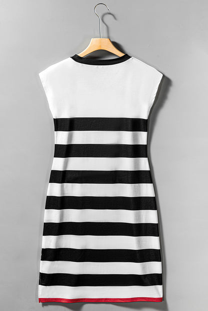 Stripe Cap Sleeve Midi Dress