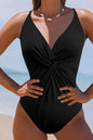 Twist Cross Back V-Neck Swimsuit