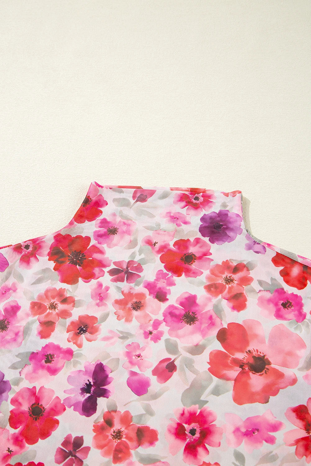 Floral Long Sleeve Slim Fit Mesh Top