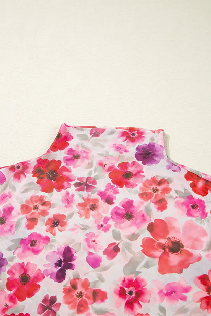 Floral Long Sleeve Slim Fit Mesh Top